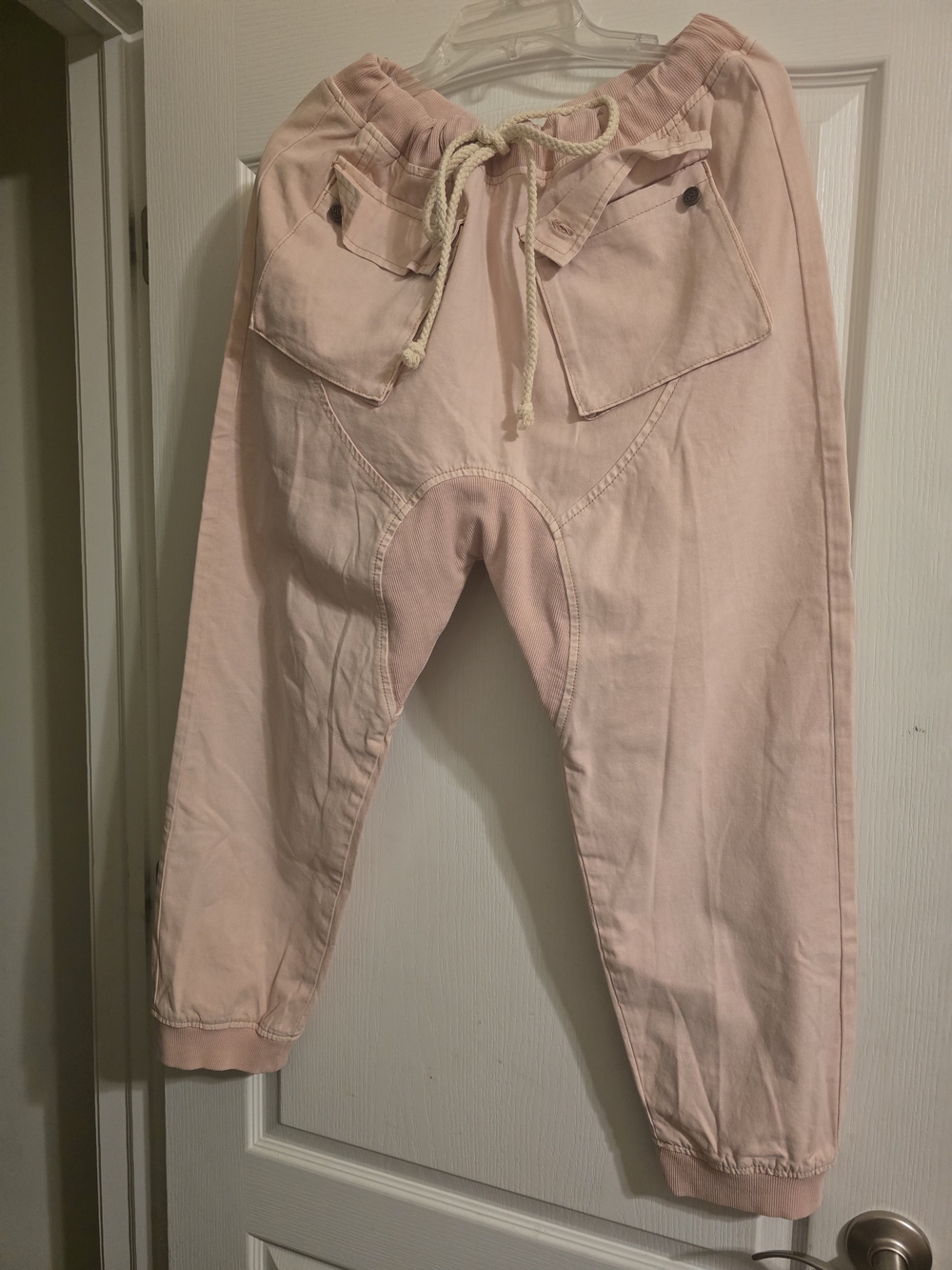One Teaspoon Boyfriend Drop Crotch Blush Pink Drawstring Waist Jean Joggers